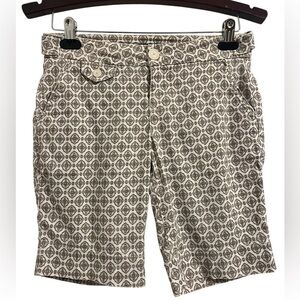 Anthropologie Blue, Cream & Pink Patterned Burmuda 
Linen Blend Shorts size 26